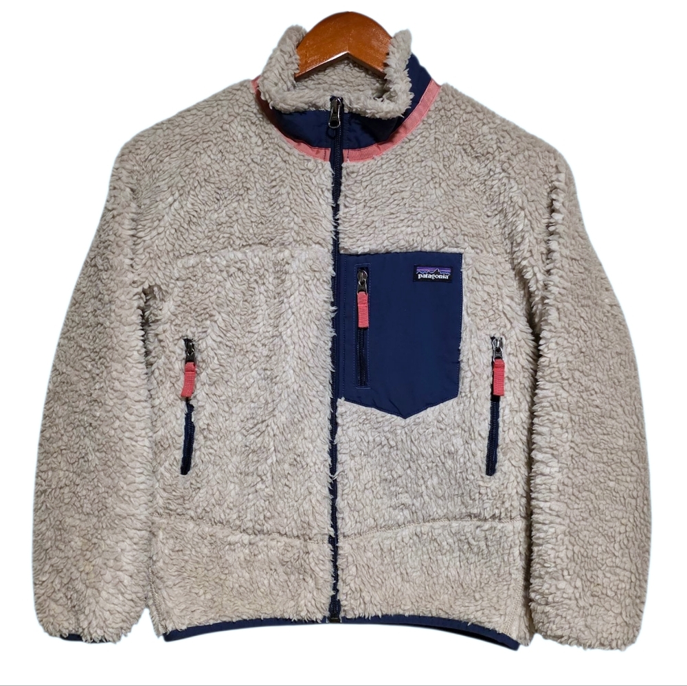Patagonia Retro-X Jacket Natural w/Stone Blue Size Medium (10)
